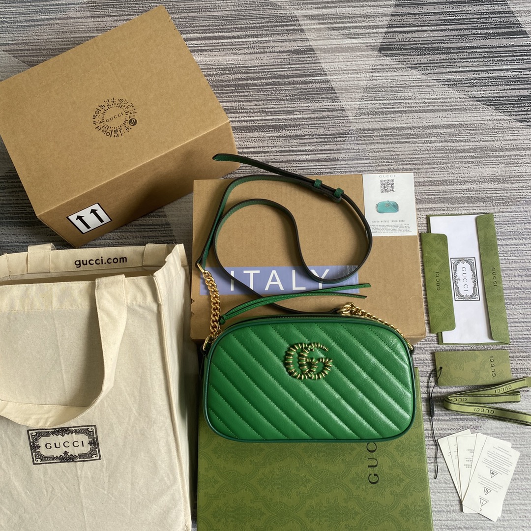 Marmont Small Matelasse Shoulder Bag 447632 Green